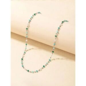 Emerald Green Crystal Gemstone Beaded Necklace Adjstble Chain Choker Gold Collar